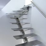 Escalier contemporain double quart inox brossé