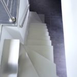 Escalier contemporain double quart inox brossé