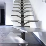 Escalier contemporain double quart inox brossé