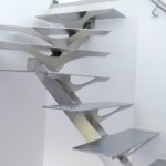 Escalier contemporain double quart inox brossé