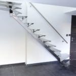 Escalier contemporain double quart inox brossé
