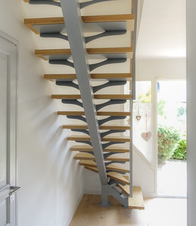 Escalier quart tournant acier thermolaqué