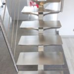 Escalier double quart tournant limon inox brossé