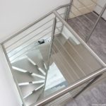 Escalier double quart tournant limon inox brossé