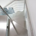 Escalier double quart tournant limon inox brossé