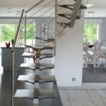 Escalier double quart tournant limon inox brossé