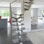 Escalier double quart tournant limon inox brossé