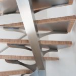 Escalier quart tournant inox et marches BauBuche