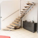 Escalier quart tournant inox et marches BauBuche