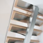 Escalier quart tournant inox et marches BauBuche
