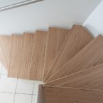 Escalier quart tournant inox et marches BauBuche