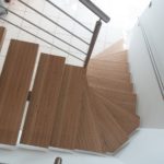 Escalier quart tournant inox et marches BauBuche