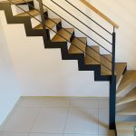 Escalier double crémaillère marches en chêne