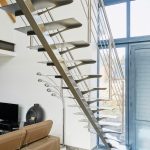 Escalier inox brossé droit